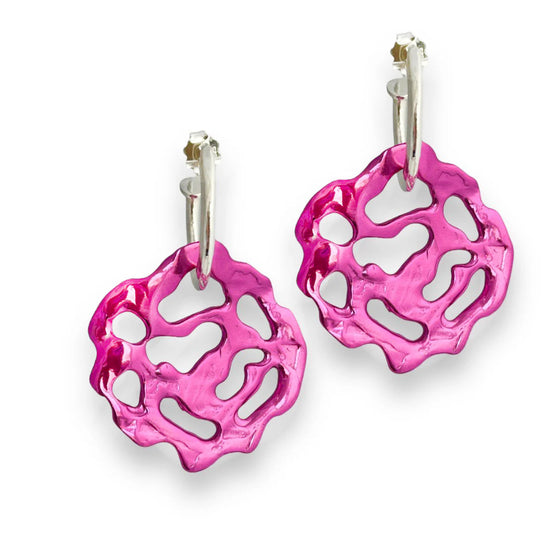 BIG KAHOONA HOT PINK HOOP EARRINGS-BACK IN STOCK