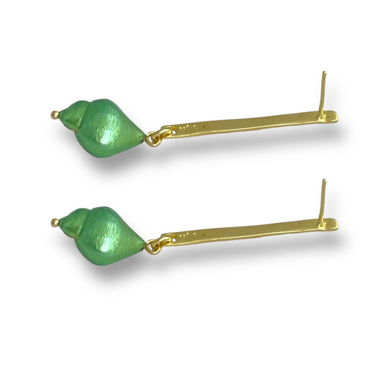 GREEN PUJA COUNCH EARRINGS-ONLINE EXCLUSIVE